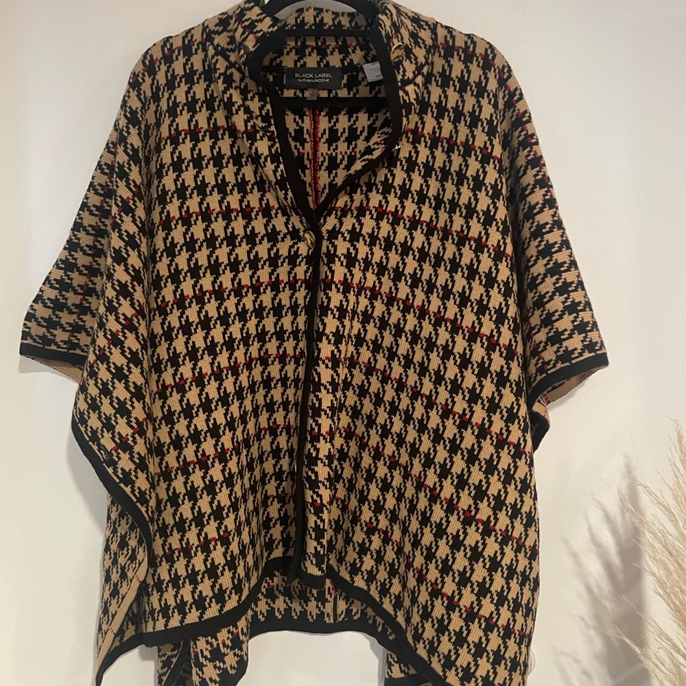 Evan Picone Black Tan Label Houndstooth Knit Sweater Sz S